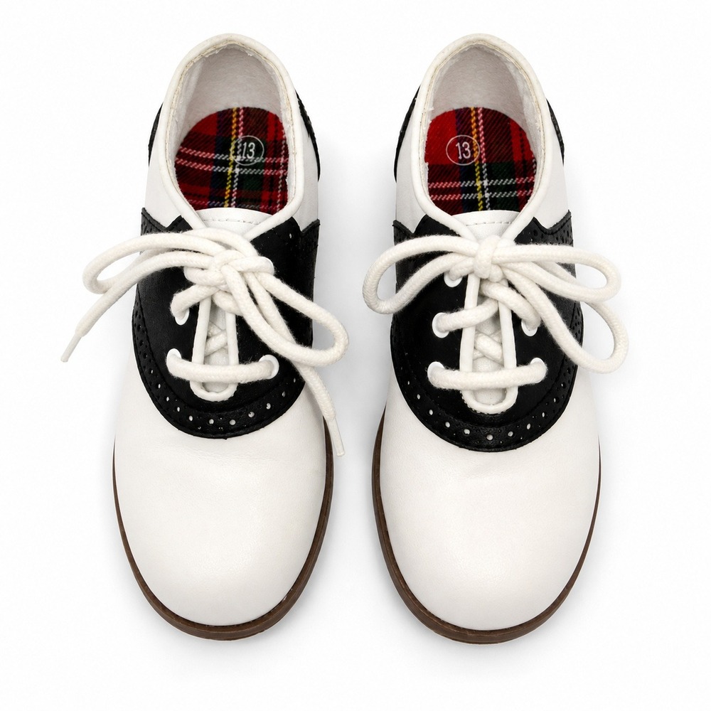 Smartfit Boys Girls Kids Saddle Oxford Shoes Size 13 White & Black